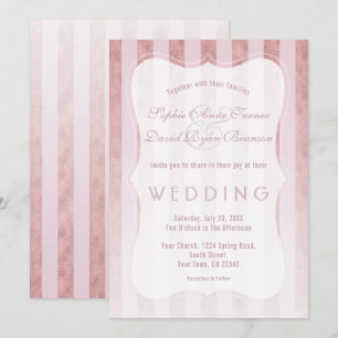 Whimsical Blush Rose Goldstreifen Hochzeit Einladung