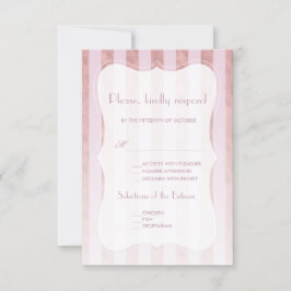 Whimsical Blush Rose Goldstreifen Hochzeit RSVP Karte