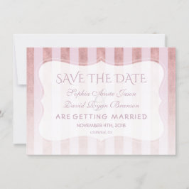 Whimsical Blush Rose Goldstreifen Hochzeit Save The Date