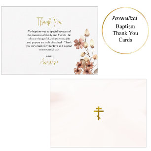 Whimsical Boho Blume Orthodoxe Christliche Taufe Dankeskarte
