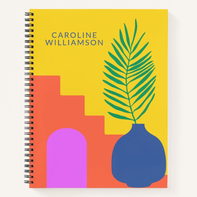 Whimsical Boho botanische Formen Personalisierter  Notizbuch (Vorderseite)