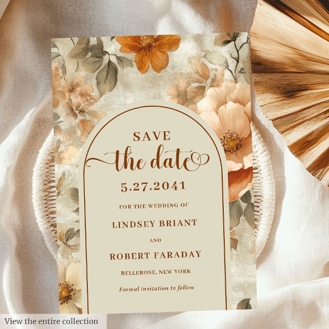 Whimsical Boho Earthy Ivory Olive Save The Date Einladung (Whimsical Boho Earthy Ivory Olive Save The Date)