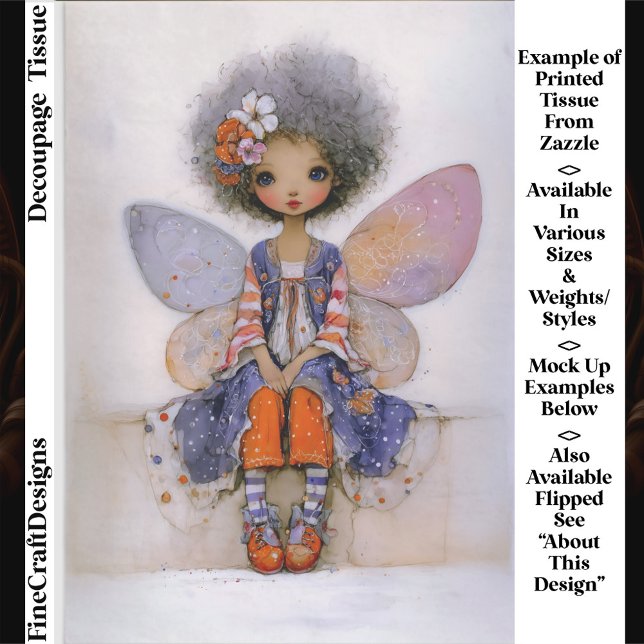 Whimsical Boho Fairy with Afro Hair EQ1L Decoupage Seidenpapier (Von Creator hochgeladen)
