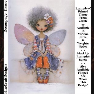 Whimsical Boho Fee mit Afro-Haar EQ1R Decoupage Seidenpapier