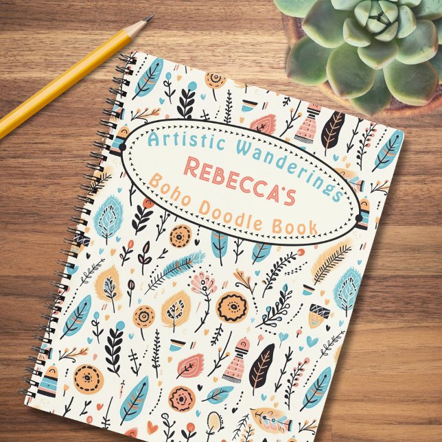 Whimsical Boho Floral Kid Name Sketch Notizbuch (Let their imagination bloom! Add your child's name to create a personal touch. Order today.)