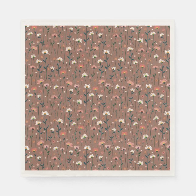 Whimsical Boho Floral Pattern Fall House Erwärmung Serviette (Vorderseite)