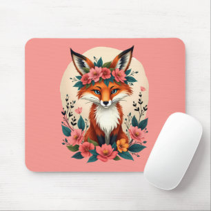 Whimsical Boho Fox mit floraler Crown Woodland Art Mousepad