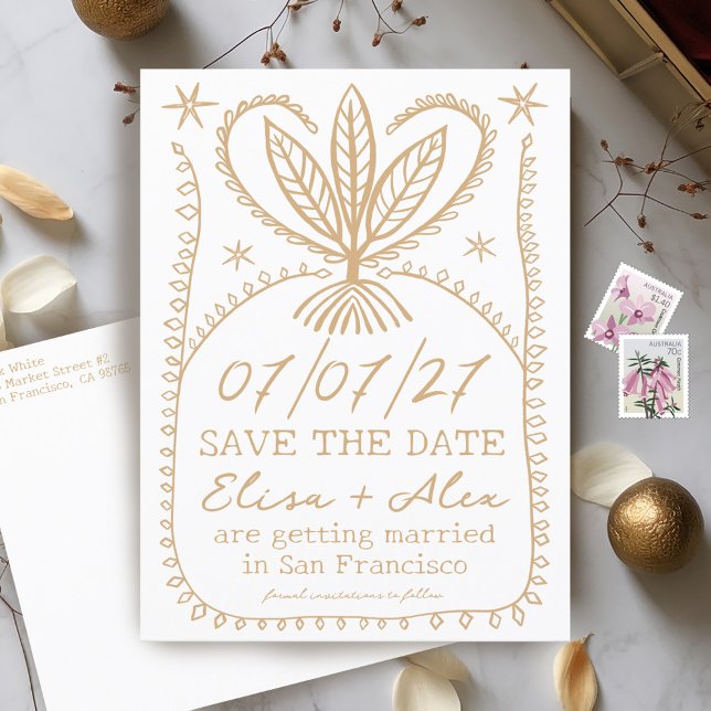 Whimsical Boho Frame Elegant SAVE THE DATE CUSTOM Einladungspostkarte (Whimsical Boho Frame Elegant SAVE THE DATE CUSTOM Invitation Postcard
)