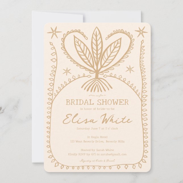 Whimsical Boho Frame Elegantes Brautparty CUSTOM Einladung (Vorderseite)