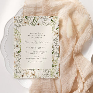 Whimsical Boho Greenerage Foliage Brautparty Einladung