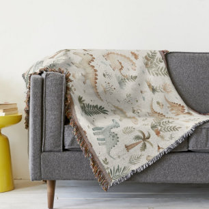 Whimsical Boho Jungle Dinosaur Muster Decke