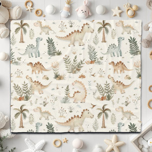 Whimsical Boho Jungle Dinosaur Muster Fleecedecke