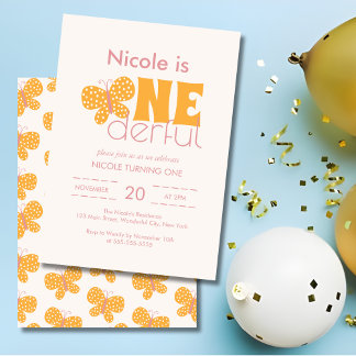 Whimsical Boho Niedlich Butterfly Retro 1. Geburts Einladung