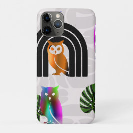 Whimsical Boho Owl & Tropical Monstera Leaf Case-Mate iPhone Hülle