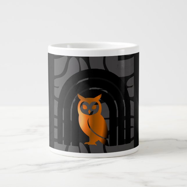 Whimsical Boho Owl & Tropical Monstera Leaf Jumbo-Tasse (Vorderseite)