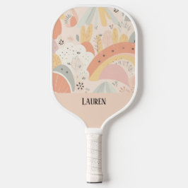 Whimsical Boho Pastel Personalisiert Abstrakt Pickleball Schläger