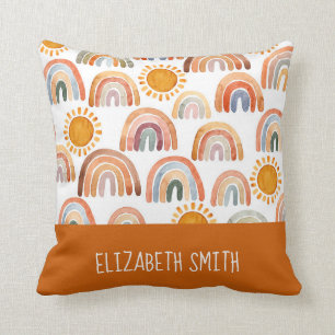 Whimsical Boho Rainbow and Sun Personalisiert Kissen