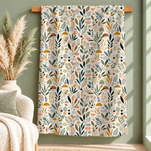 Whimsical Boho Regenbogen Blumen Decke Terrakotta