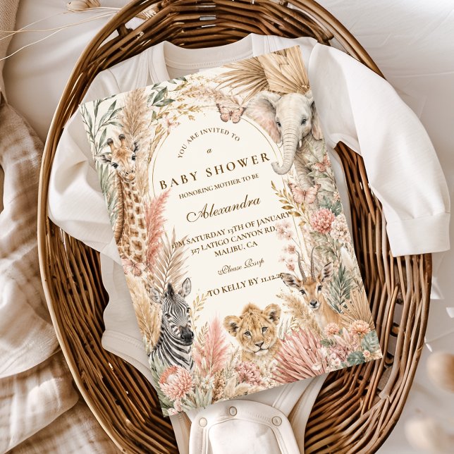 Whimsical Boho-Safari-Mädchen-Baby-Party Einladung (Von Creator hochgeladen)