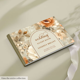 Whimsical Boho Terrakotta Beige Oliven Hochzeitsbu Gästebuch