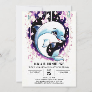 Whimsical Boho Wassercolor Dolphin Geburtstag Einladung