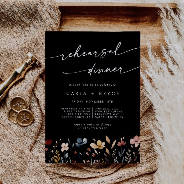 Whimsical Boho Wildflower Hochzeitsprobe-Dinner-Ei Einladung (Von Creator hochgeladen)