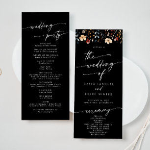 Whimsical Boho Wildflower Tea-Length Hochzeit  Programm