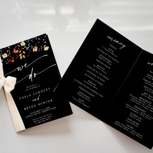 Whimsical Boho Wildflower Wir heiraten gefaltetes  Programm