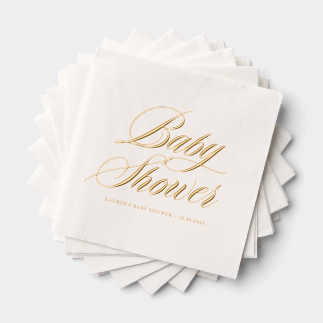 Whimsical Bold Calligraphy Baby Dusche Servietten Mit Folie (Insitu (Gestapelt))