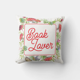 Whimsical Book Lover Mushroom Throw Pillow Kissen