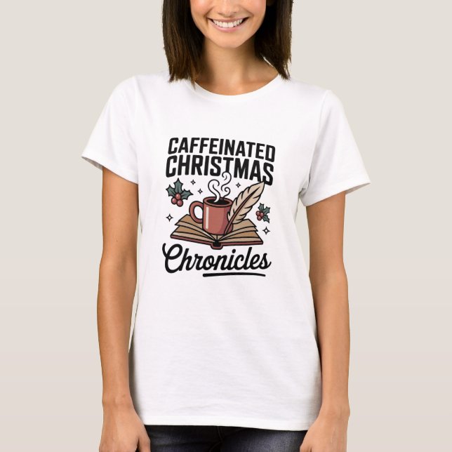 Whimsical Book Mug Holiday Caffeine Cheer T-Shirt (Vorderseite)