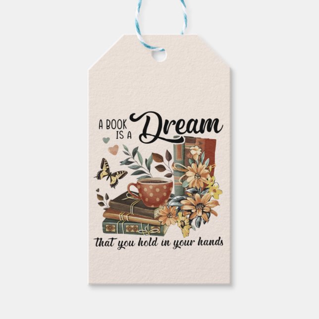 Whimsical Bookish Geschenkanhänger (Vorderseite)