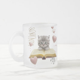 Whimsical Bookworm Kitten Two-Tone Mug – Magical Mattglastasse