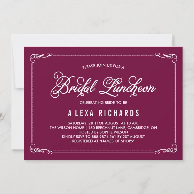 Whimsical Borders Bridal Luncheon Einladung (Vorderseite)