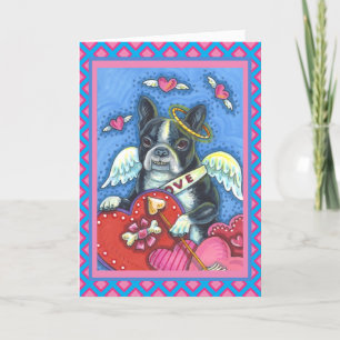 WHIMSICAL BOSTON TERRIN CUPID, NIEDLICH DOG VALENT FEIERTAGSKARTE