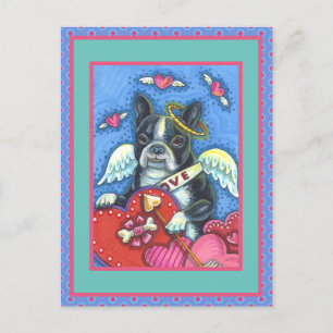 WHIMSICAL BOSTON TERRIN CUPID, NIEDLICH DOG VALENT FEIERTAGSPOSTKARTE