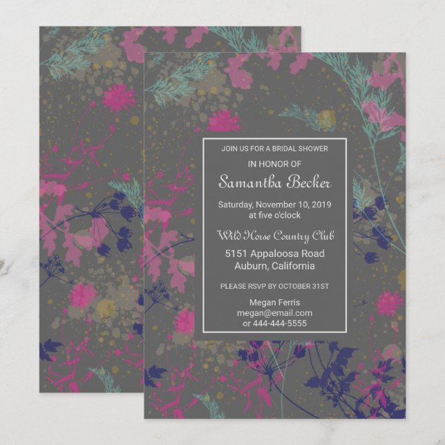Whimsical Botanical Bridal Dusche Einladung (Vorne/Hinten)