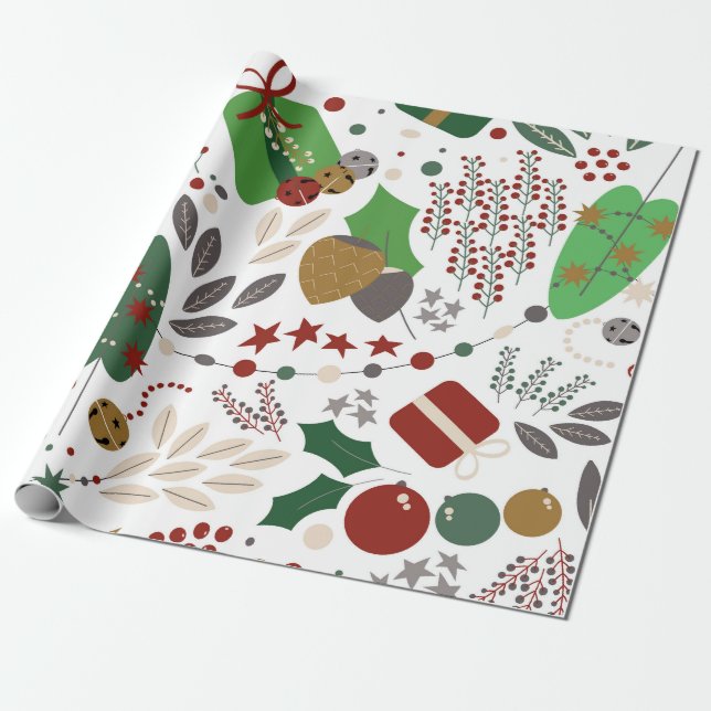 Whimsical Botanical Holiday Geschenkpapier (Ungerollt)