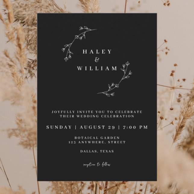 Whimsical Botanical Minimalistisch Script Simple B Einladung (Von Creator hochgeladen)