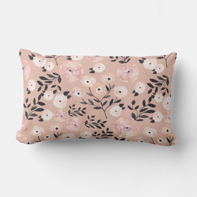 Whimsical Botanical Print Blush Pink Außenbereich Kissen Für Draußen (Vorderseite)