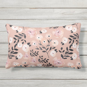 Whimsical Botanical Print Blush Pink Außenbereich Kissen Für Draußen