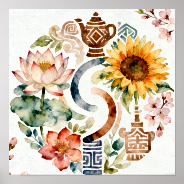 Whimsical Botanical & Tea-Erbe Poster (Vorne)