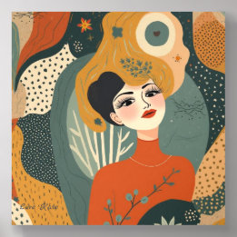 Whimsical Botanical Woman : Abstract Surreal Art  Acryl Fotofliese