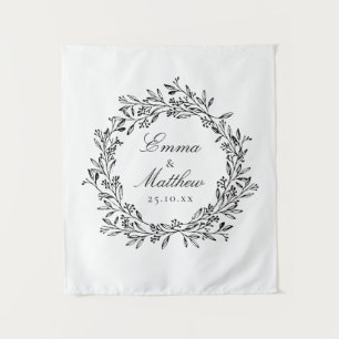 Whimsical Botanical Wreath Wedding Floor Decal Wandteppich