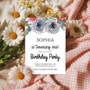Whimsical Bouquet - Einladung zum 1. Geburtstag