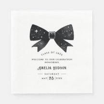 Whimsical Bow Black & White Graduation Party