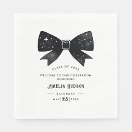 Whimsical Bow Black & White Graduation Party Serviette