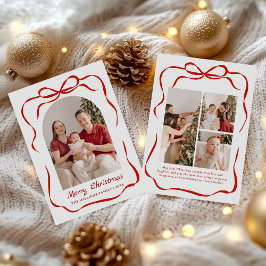 Whimsical Bow Christmas Photo Hand-Drawn Feiertagskarte