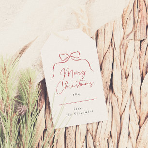 Whimsical Bow frohe Weihnachtsfamilie Name Elegant Geschenkanhänger