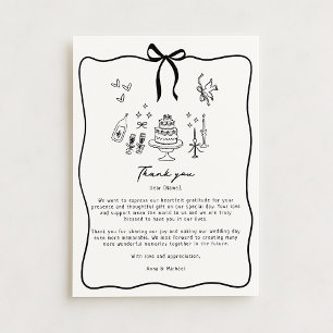 Whimsical Bow, handgezeichnete Hochzeit danke Ihne Einladung